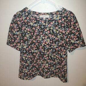 Loft Women's MP Black Floral Patterned Blouse